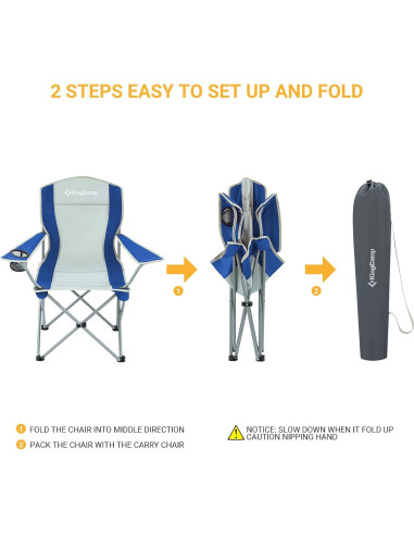 Silla de Camping Plegable KingCamp KC3818 Azul/Gris 120 kg