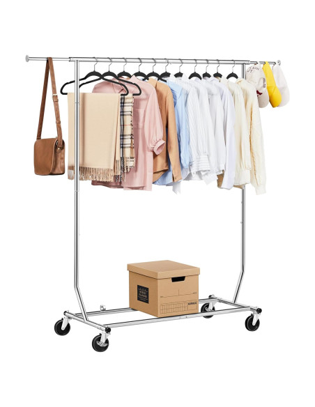 Perchero Rodante Yaheetech Ajustable Cromado 200 kg