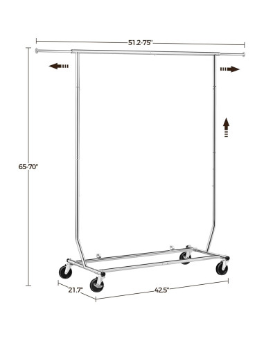 Perchero Rodante Yaheetech Ajustable Cromado 200 kg