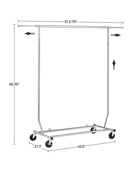 Perchero Rodante Yaheetech Ajustable Cromado 200 kg