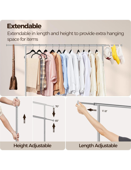 Perchero Rodante Yaheetech Ajustable Cromado 200 kg