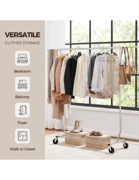 Perchero Rodante Yaheetech Ajustable Cromado 200 kg