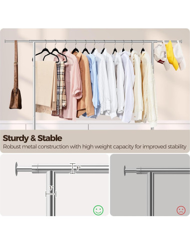 Perchero Rodante Yaheetech Ajustable Cromado 200 kg