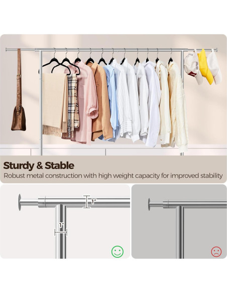 Perchero Rodante Yaheetech Ajustable Cromado 200 kg