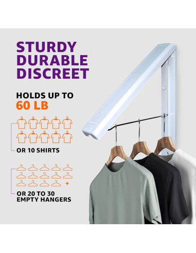 Estante de Secado Plegable InstaHanger 30 cm Montaje Pared