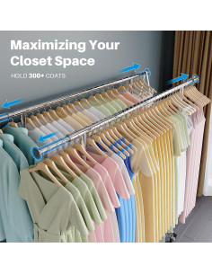 Soporte de Ropa HOKEEPER Doble Barra Plegable con Ruedas 2