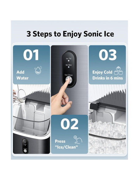 Máquina de Hielo Nugget Kndko 15,42 kg/24H Portátil Negra