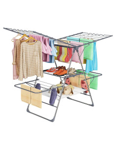 Estante Secar Ropa Plegable 2 Niveles SZJoyBet Acero Inoxidable