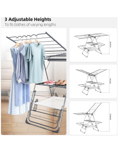 Estante Secar Ropa Plegable 2 Niveles SZJoyBet Acero Inoxidable 2