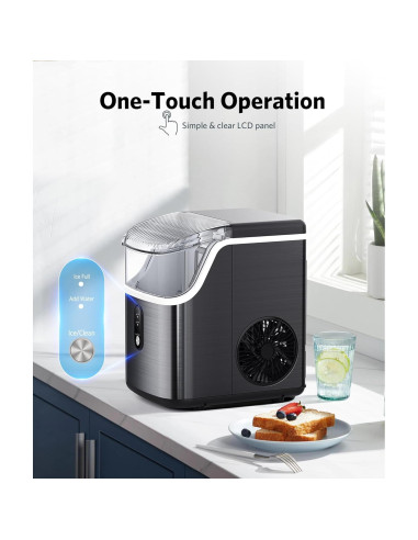 Máquina de Hielo Nugget Kndko 15,42 kg/24H Portátil Negra