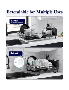Estante Secar Platos Kitsure Extensible Negro 67.74x32.77 cm 2