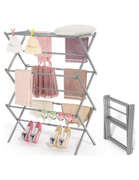 Estante Secar Ropa APEXCHASER 3 Niveles Expandible Gris