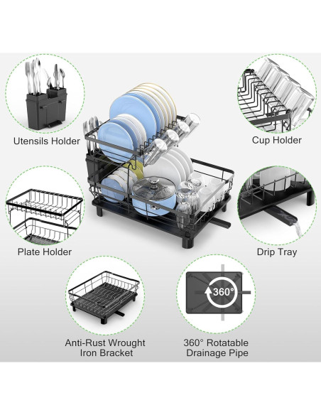 Escurridor de Platos DMTXCRP 2 Niveles Acero Inoxidable