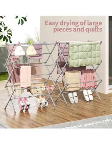 Estante Secar Ropa APEXCHASER 3 Niveles Expandible Gris