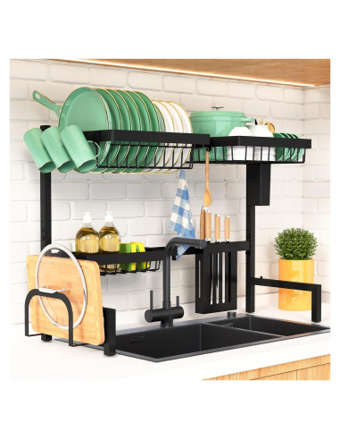 Estante de Secado de Platos Kitsure Negro Ajustable 76-86 cm