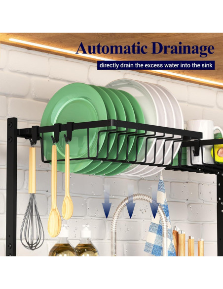 Estante de Secado de Platos Kitsure Negro Ajustable 76-86 cm