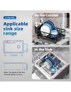 Escurridor de Platos GAOKASE Negro 27,94x38,1 cm Antioxidante 2