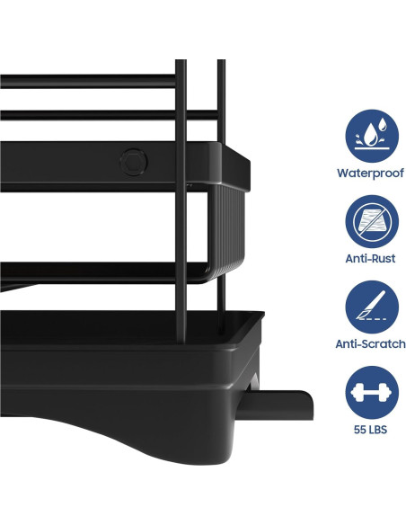 Escurridor de Platos 2 Niveles PXYHMUS Negro Acero Inoxidable