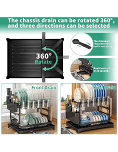 Escurridor de Platos Grande XLMYS 2 Niveles Acero Inoxidable 2