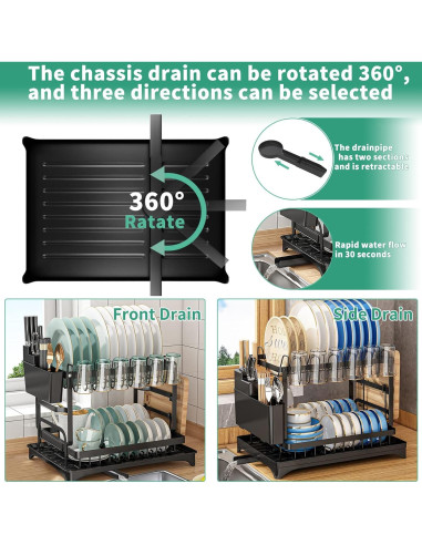 Escurridor de Platos Grande XLMYS 2 Niveles Acero Inoxidable