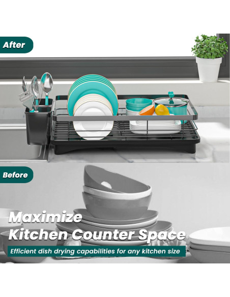 Escurridor de Platos Vepsens Negro 42x29 cm Drenaje Automático