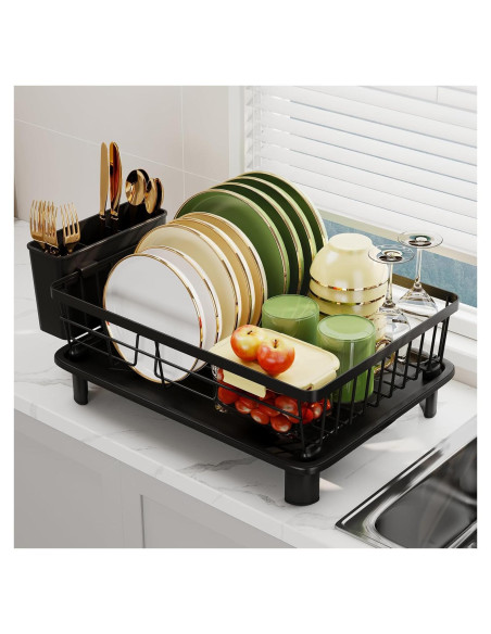 Escurridor de Platos GHERISN Negro con Drenaje Automático