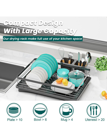 Escurridor de Platos Vepsens Negro 42x29 cm Drenaje Automático