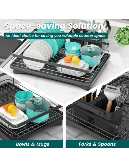 Escurridor de Platos Vepsens Negro 42x29 cm Drenaje Automático