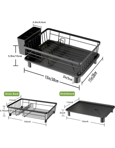 Escurridor de Platos GHERISN Negro con Drenaje Automático