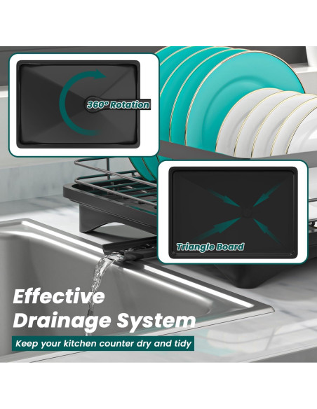 Escurridor de Platos Vepsens Negro 42x29 cm Drenaje Automático