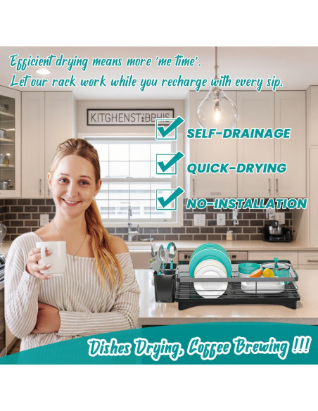 Escurridor de Platos Vepsens Negro 42x29 cm Drenaje Automático