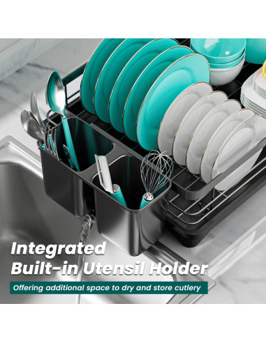 Escurridor de Platos Vepsens Negro 42x29 cm Drenaje Automático