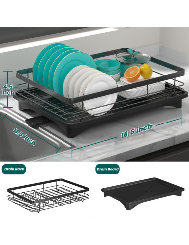 Escurridor de Platos Vepsens Negro 42x29 cm Drenaje Automático