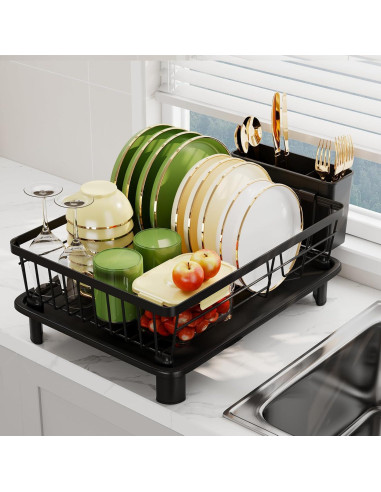 Escurridor de Platos GHERISN Negro con Drenaje Automático