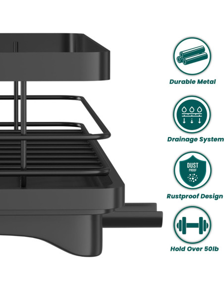Escurridor de Platos Vepsens Negro 42x29 cm Drenaje Automático