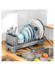 Estante Secador de Platos SanDream Pequeño Gris 41.91x16.51cm