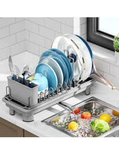 Estante Secador de Platos SanDream Pequeño Gris 41.91x16.51cm 2