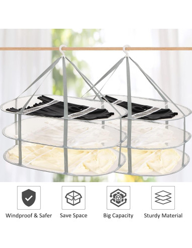 Estante Secador de Ropa Plegable AUTODECO XL 3 Niveles