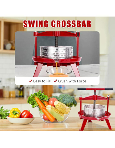 Prensa de Vino Takywep 14L Acero Inoxidable Mango en T