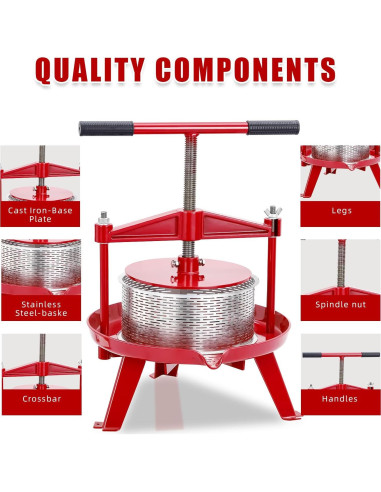 Prensa de Vino Takywep 14L Acero Inoxidable Mango en T