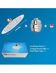 Cabezal de Ducha Filtrante NearMoon 6 Pulgadas Cromo 2