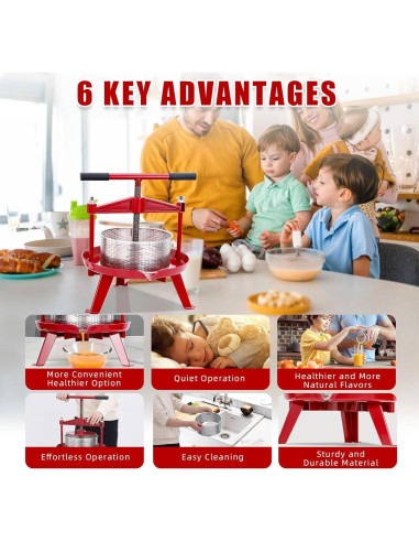 Prensa de Vino Takywep 14L Acero Inoxidable Mango en T