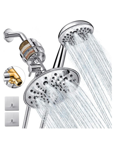 Ducha de Cabezal Doble Luxau con Filtro 20 Etapas 8"
