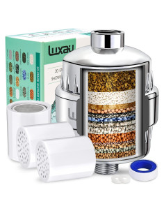 Filtro de Ducha Luxau 20 Etapas con 3 Cartuchos Cromo