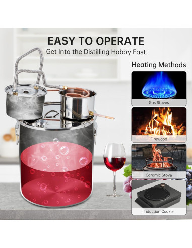 Alambique de Alcohol GarveeHome 19L con Termómetro y Bomba