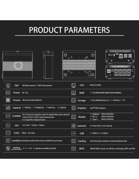 Firewall Mini PC MOGINSOK MGNASN 10GbE 8GB RAM 128GB SSD