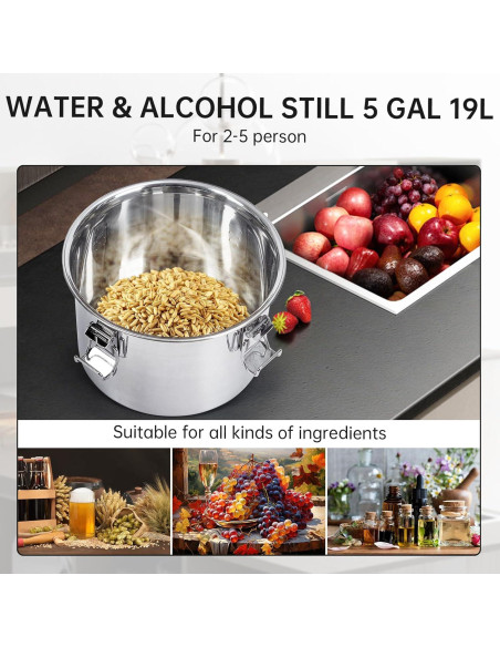 Alambique de Alcohol GarveeHome 19L con Termómetro y Bomba