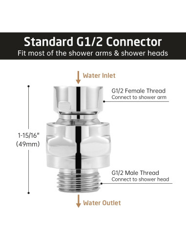 Adaptador de Cabezal de Ducha KES Cromo Pulido Universal