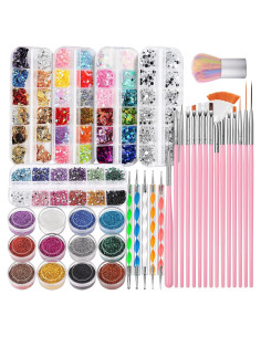 Kit de Decoración de Uñas FANDAMEI con Pinceles y Brillos