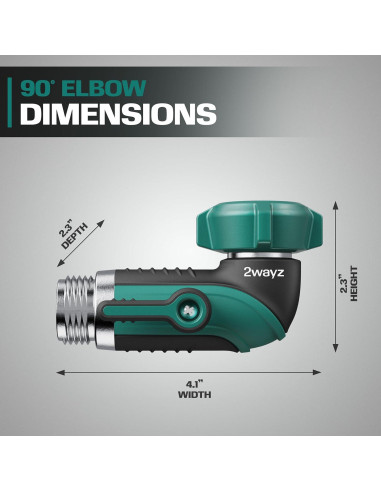 Adaptador de Codo de Manguera 90 2WAYZ - Válvula de Cierre Metálica